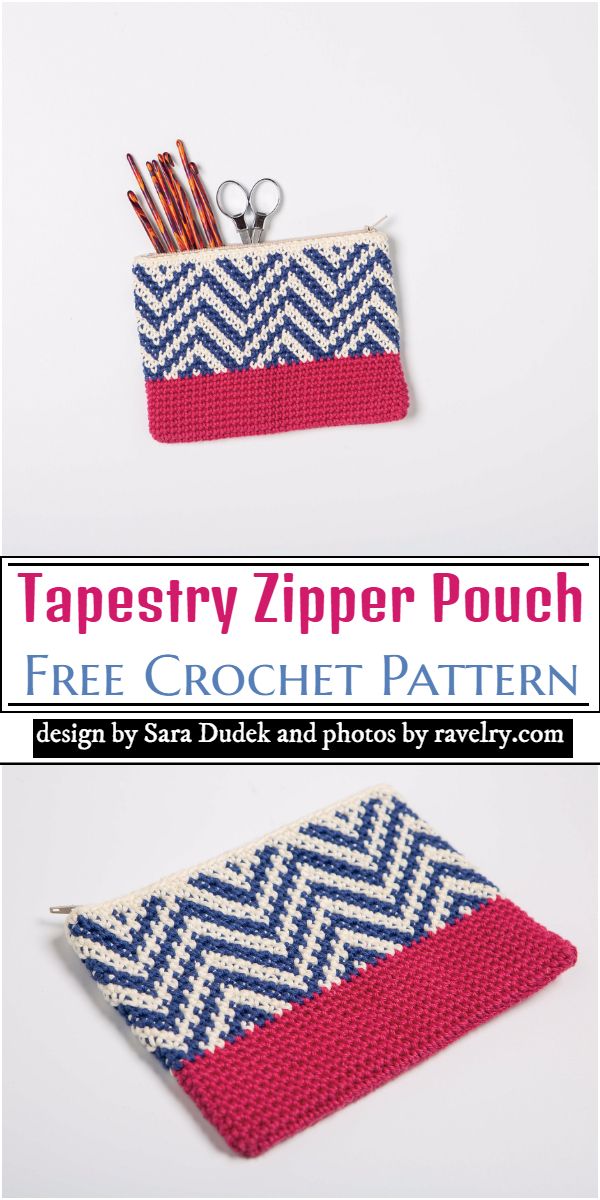 Symmetria TAPESTRY POUCH  Free TAPESTRY CROCHET pattern for bag WITH  LINING AND ZIPPER 