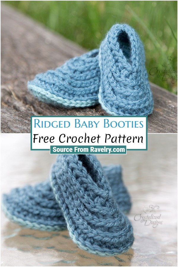 Free Crochet Ridged Baby Booties