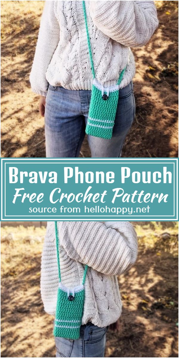 Crochet mini crossbody bag pattern, cell phone pouch, mobile case