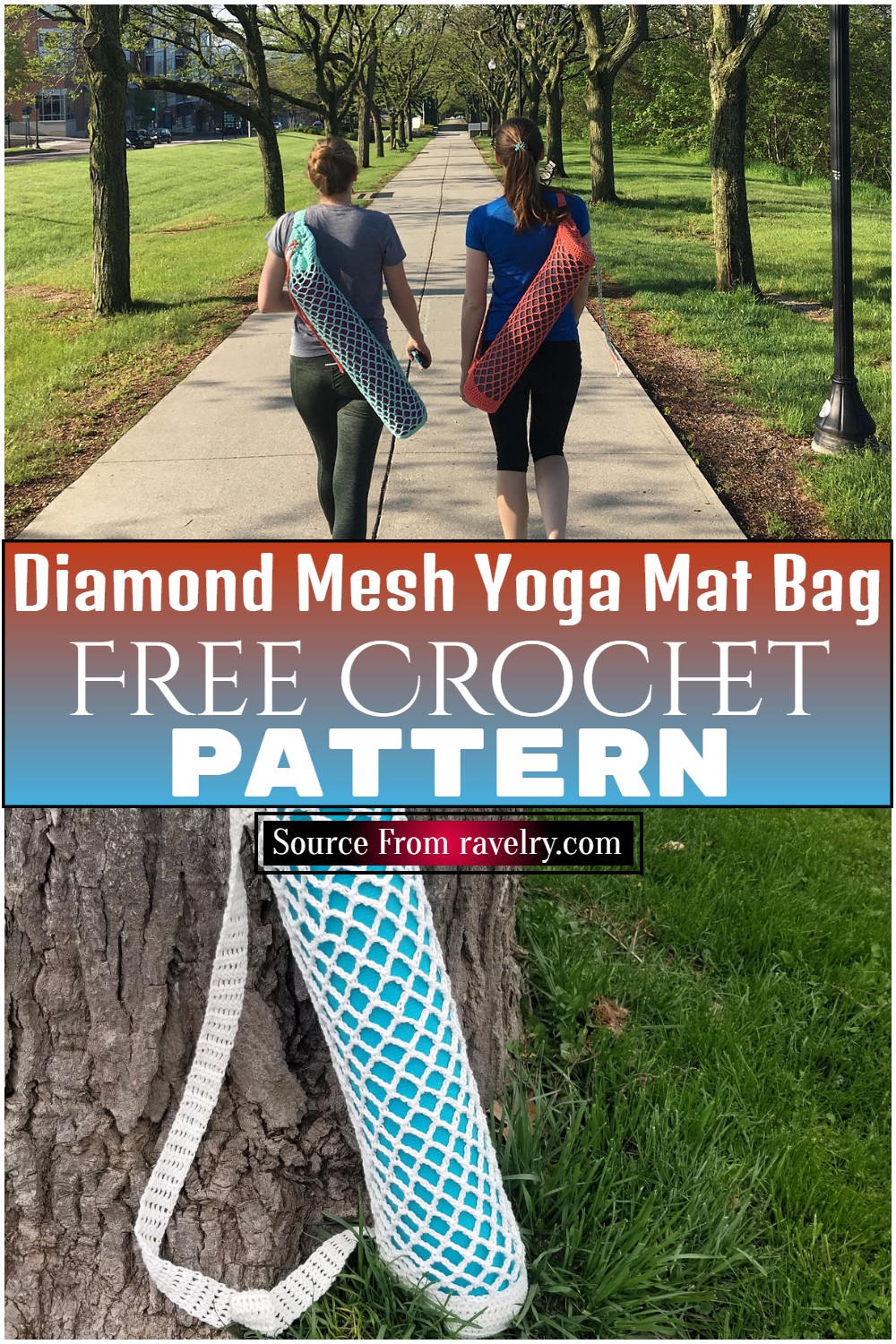 Diamond Mesh Yoga Mat Bag  Yoga mat bag, Crochet bag pattern free