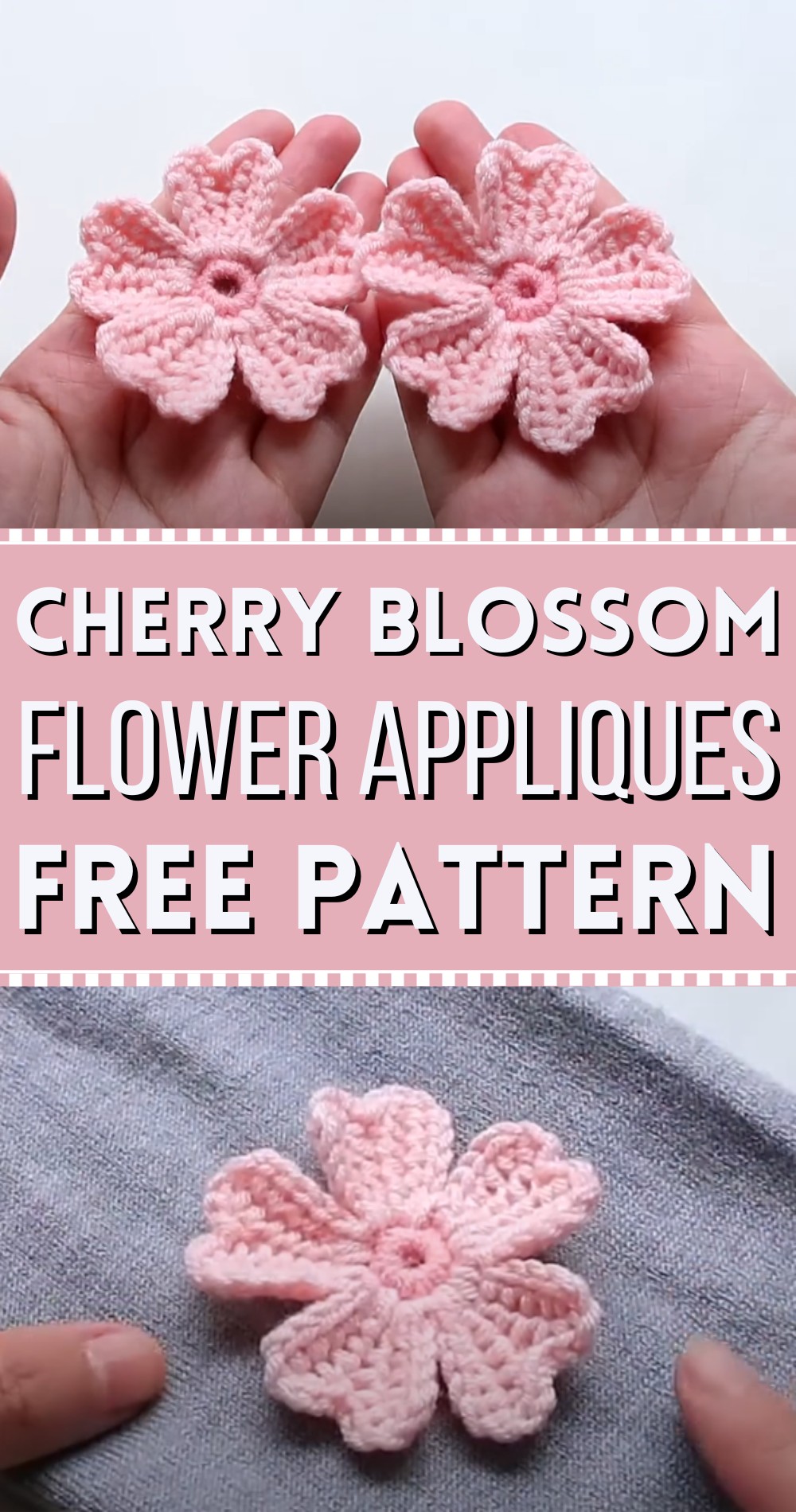 Crochet Cherry Blossom Flower Appliques Brooch