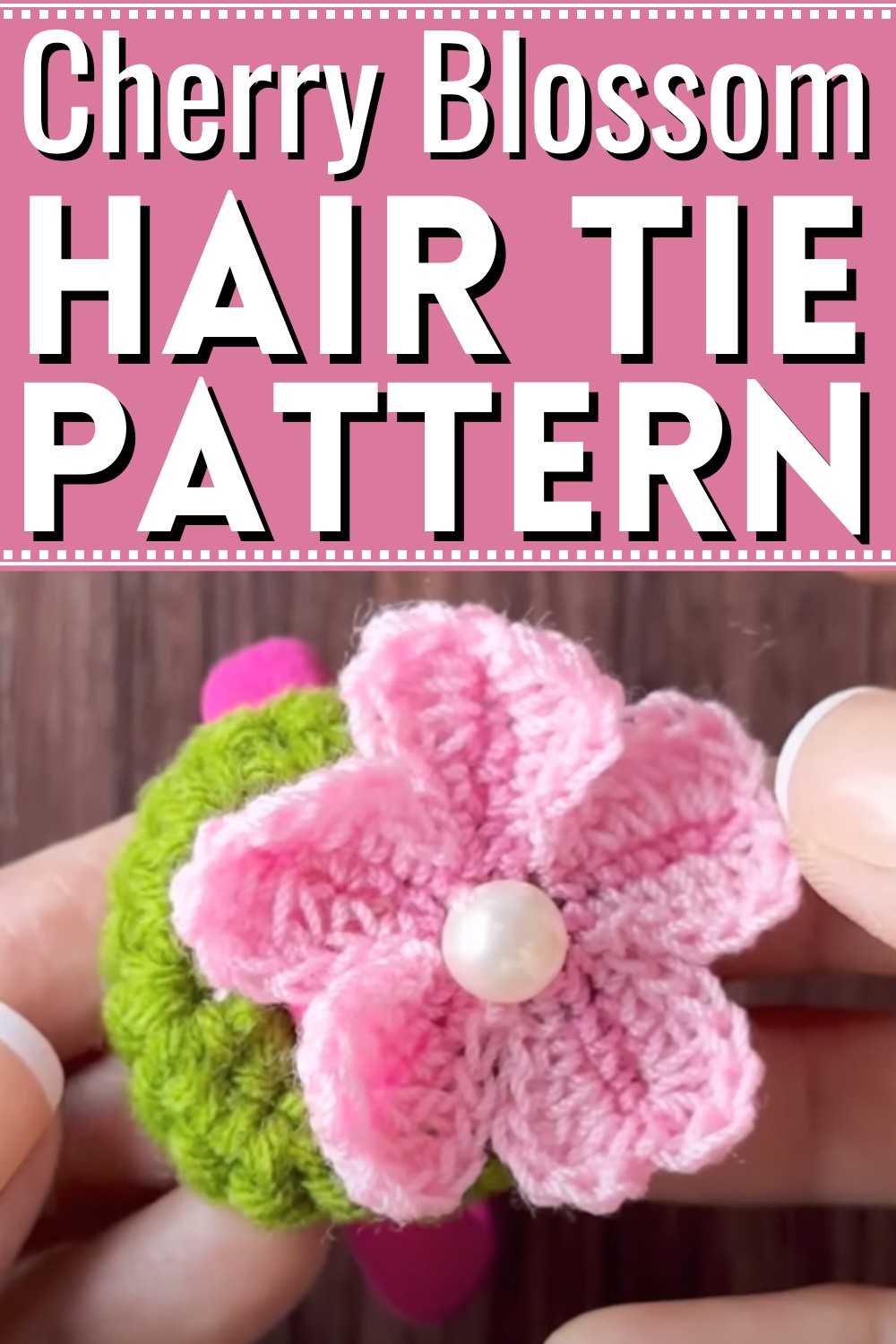 Crochet Cherry Blossom Hair Tie