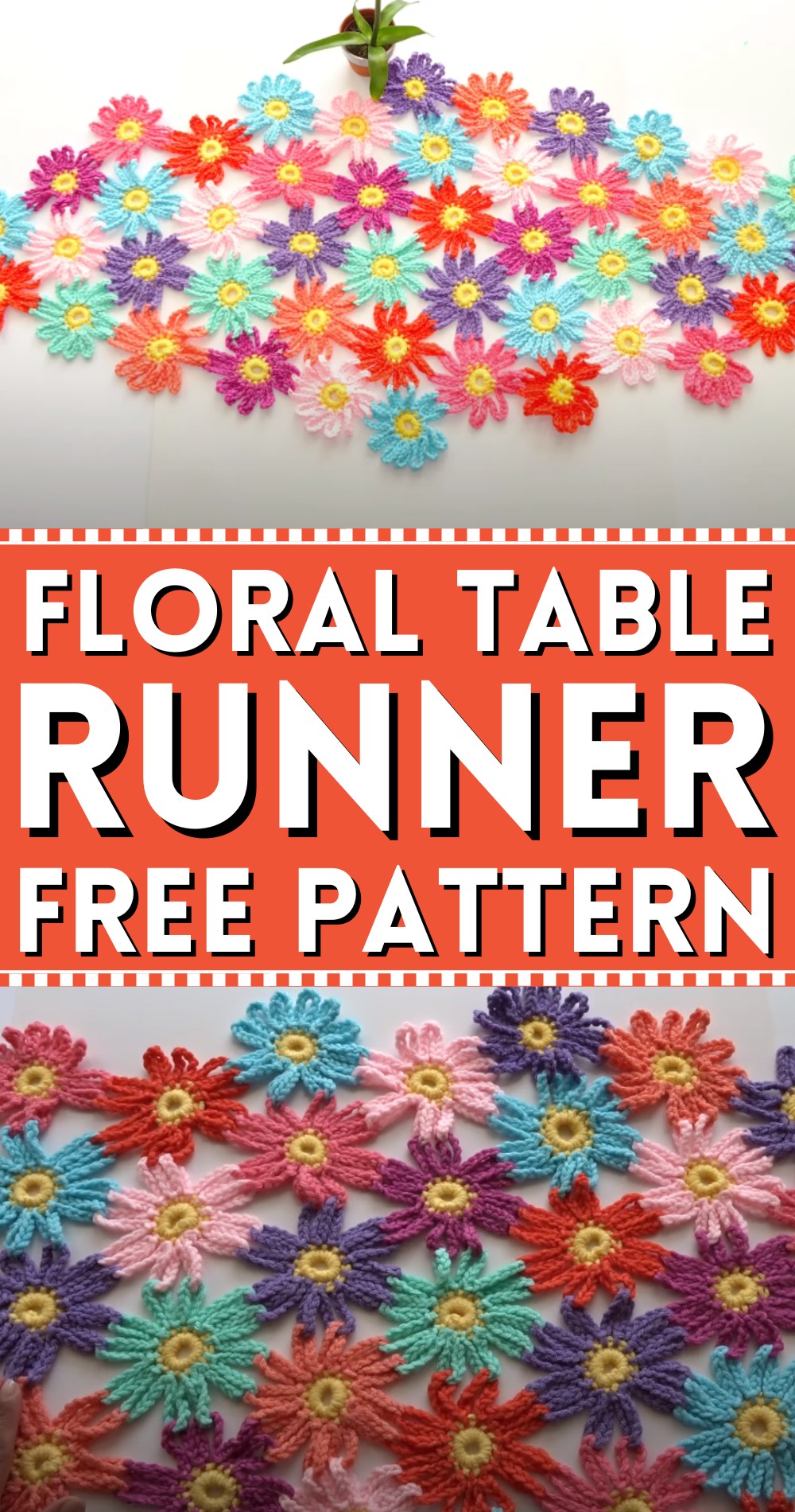 Crochet Floral Table Runner