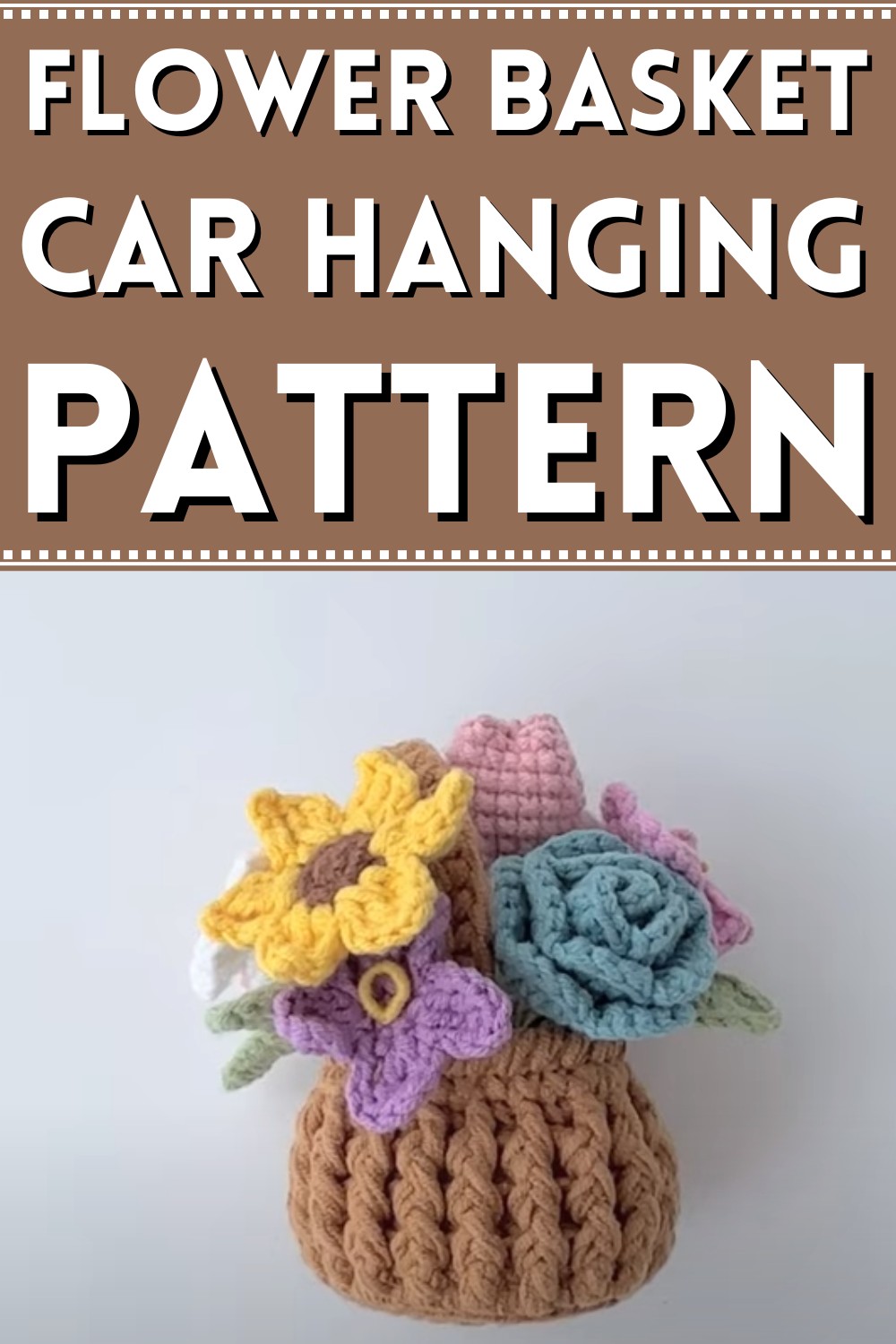 Crochet Flower Basket Car Hanging