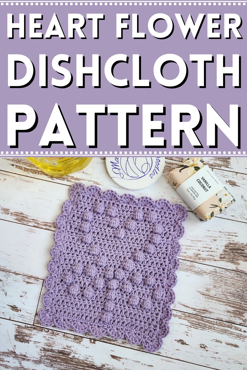 Crochet Heart Flower Dishcloth Pattern