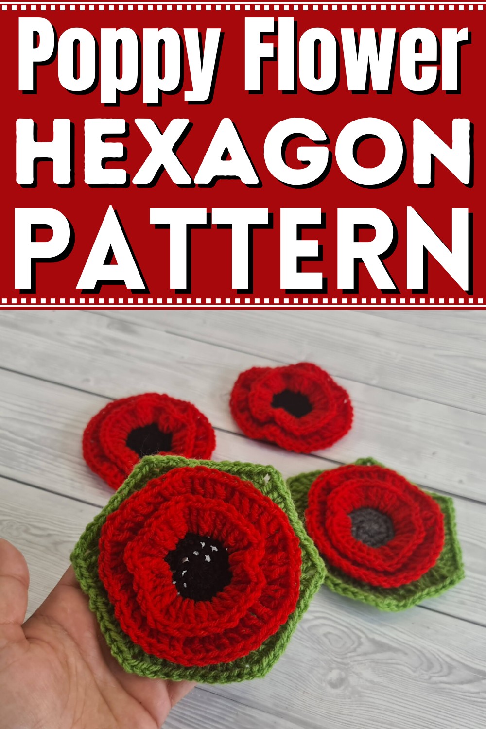 Crochet Poppy Flower Hexagon Pattern