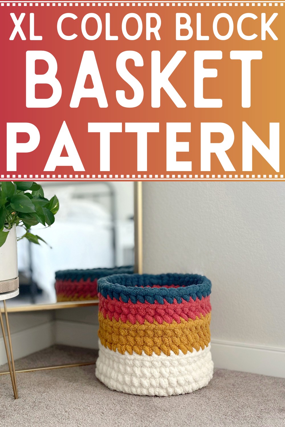 Xl Crochet Color Block Basket