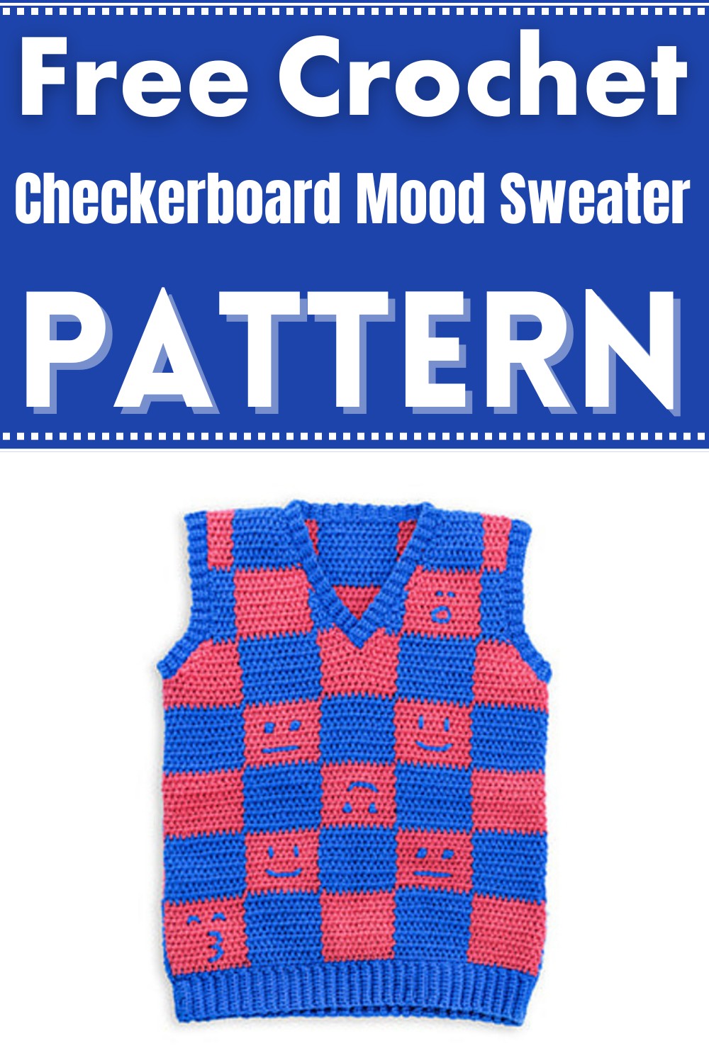 Crochet Checkerboard Mood Sweater Vest Pattern