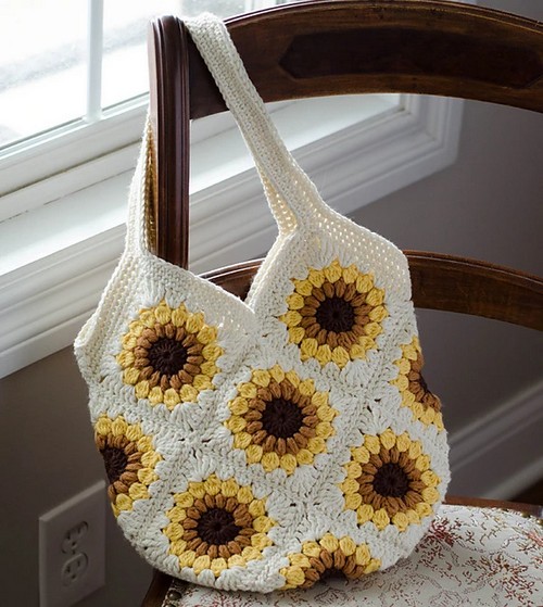 sunflower granny square bag 