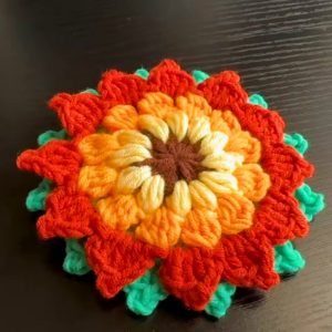 Crochet Sunburst Flower Coaster Pattern (1)